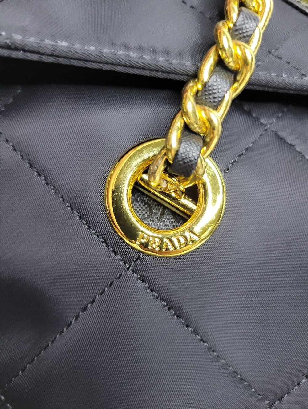GWP Prada Black Quilted Tessuto Nylon Chain Bag 9"x8", New In Box - Picture 14 of 15